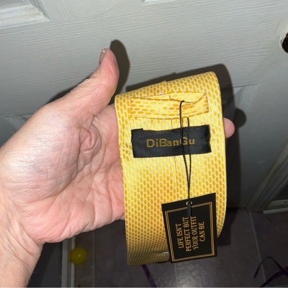 DiBanGu Solid Tie Men's Silk Tie Handkerchief Woven Necktie & Pocket Square NEW - Picture 9 of 16